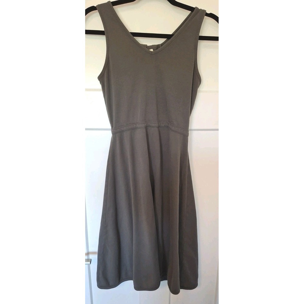 Indigenous Dress 100% Organic Cotton Gray Knee Length A-Line Coastal Wms  Small